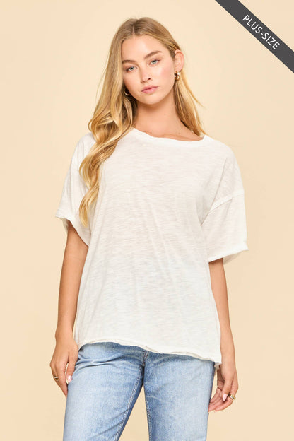 PLUS SIZE Short Sleeve Cotton Top