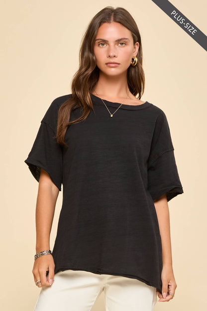 PLUS SIZE Short Sleeve Cotton Top