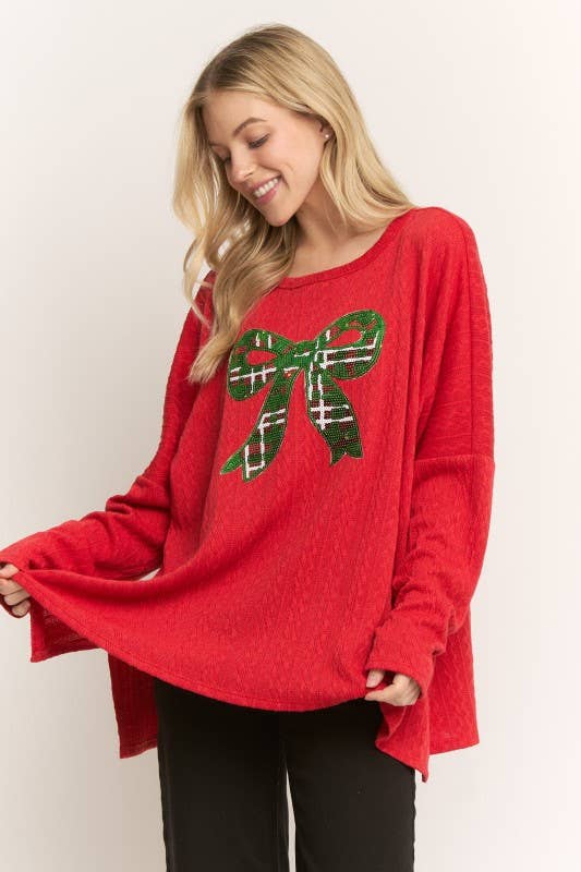 ET7748-17 LONG SLEEVE TOP WITH CHRISTMAS PATCH