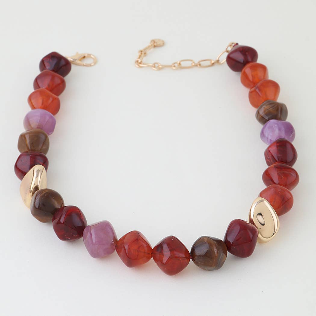 Multi Crystal Stone Beaded Necklace