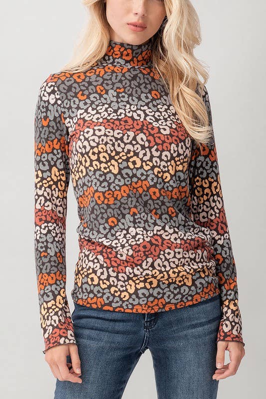 RUST LEOPARD TURTLE NECK: MULTI / S-M-L(2-2-2)
