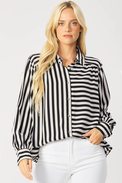 IT3857 - STRIPED BUTTON DOWN BLOUSE