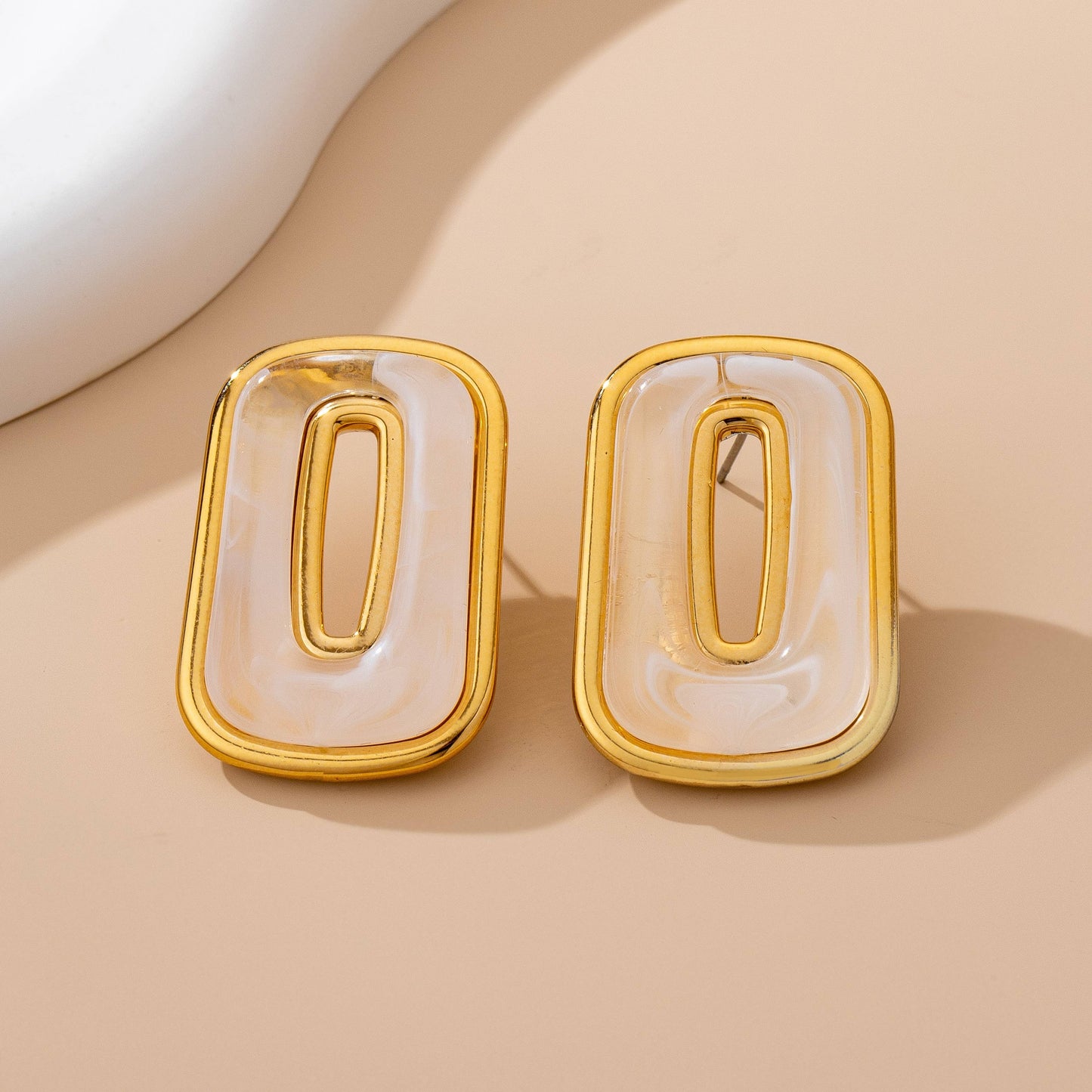 Enamel Rectangle Cutout Stud Earrings Set | 80E61642