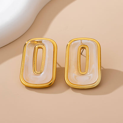 Enamel Rectangle Cutout Stud Earrings Set | 80E61642