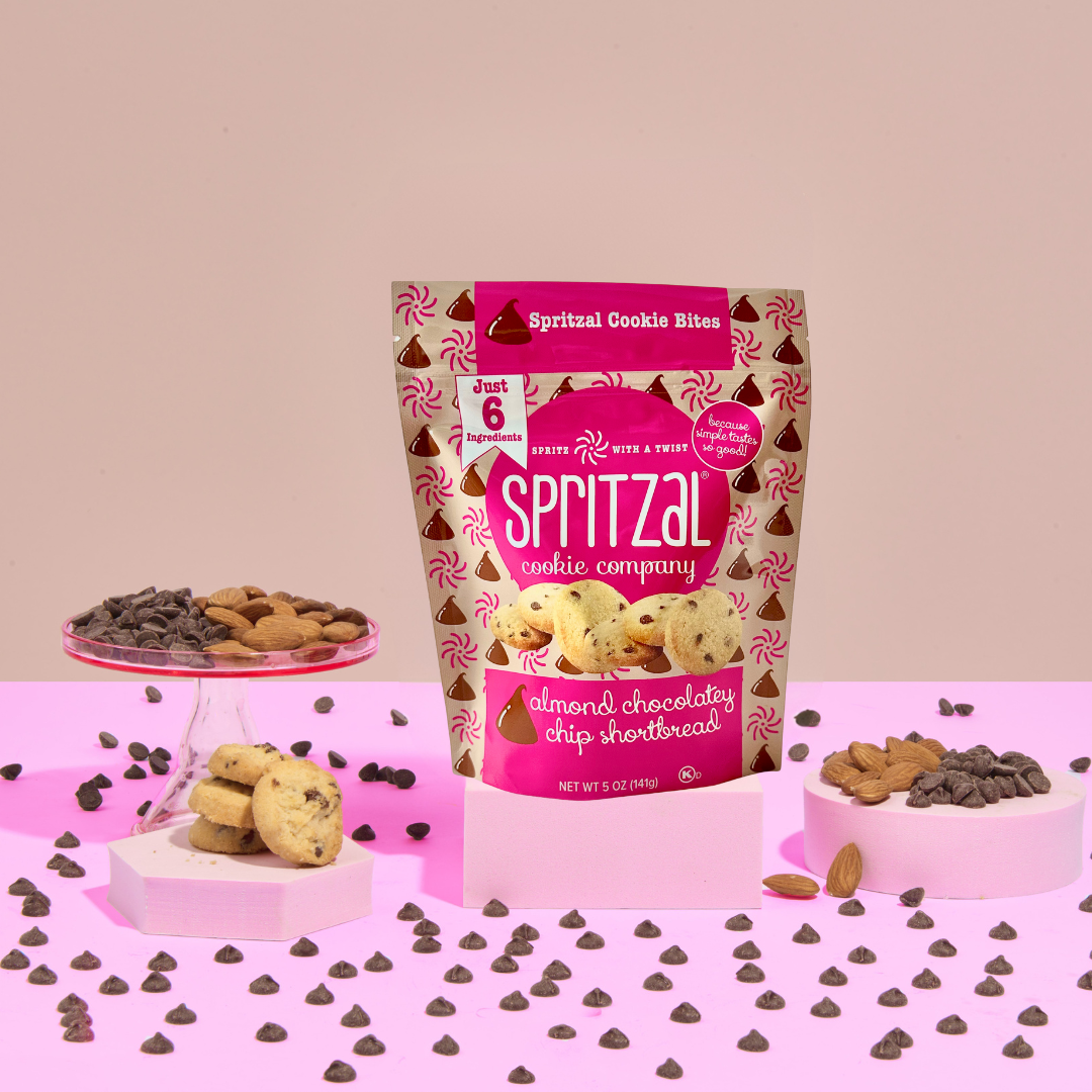 Almond Chocolate Chip Shortbread Cookie Bites 5oz- Case of 8
