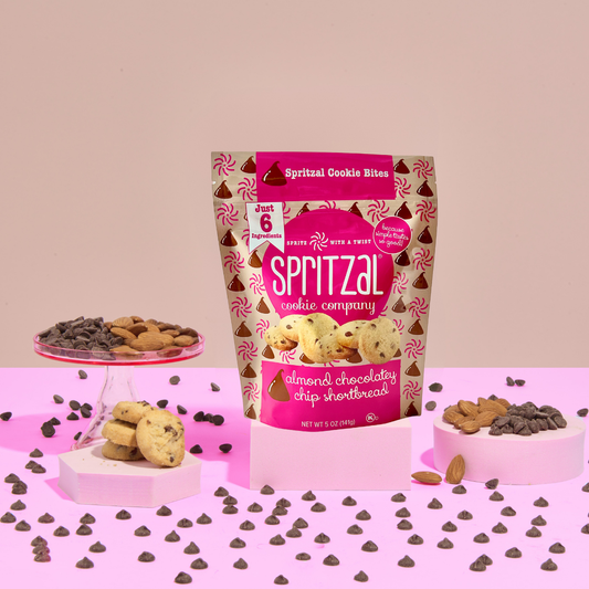 Almond Chocolate Chip Shortbread Cookie Bites 5oz- Case of 8