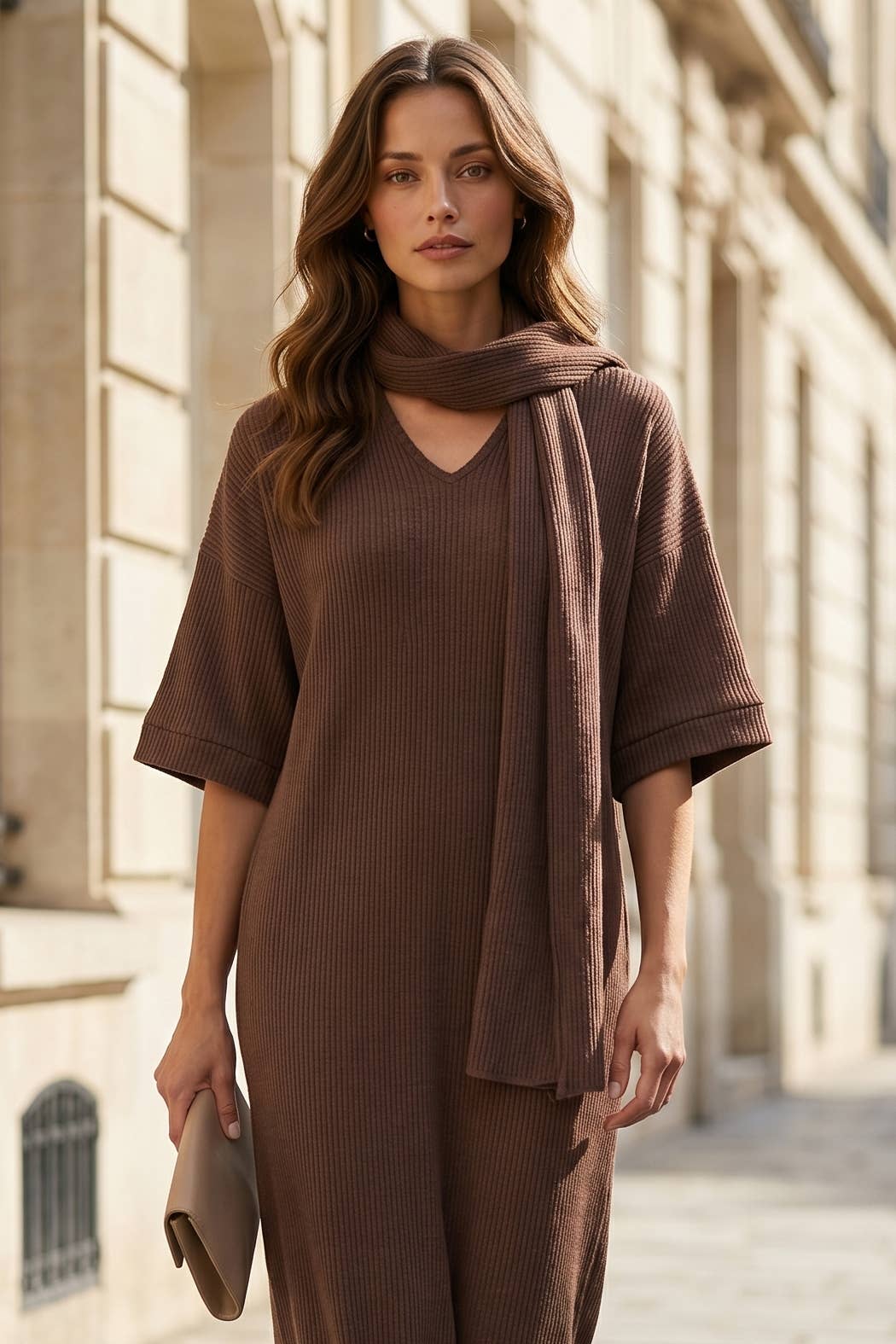 Relaxed Fit Ribbed Maxi Dress