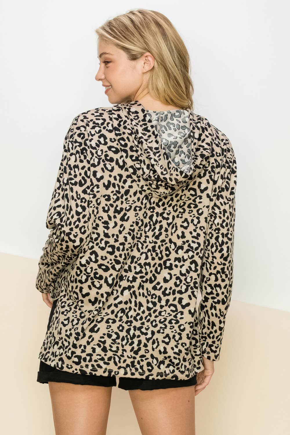 ST3063 - FRENCH TERRY LEOPARD PRINTED TOP WITH HOODIE