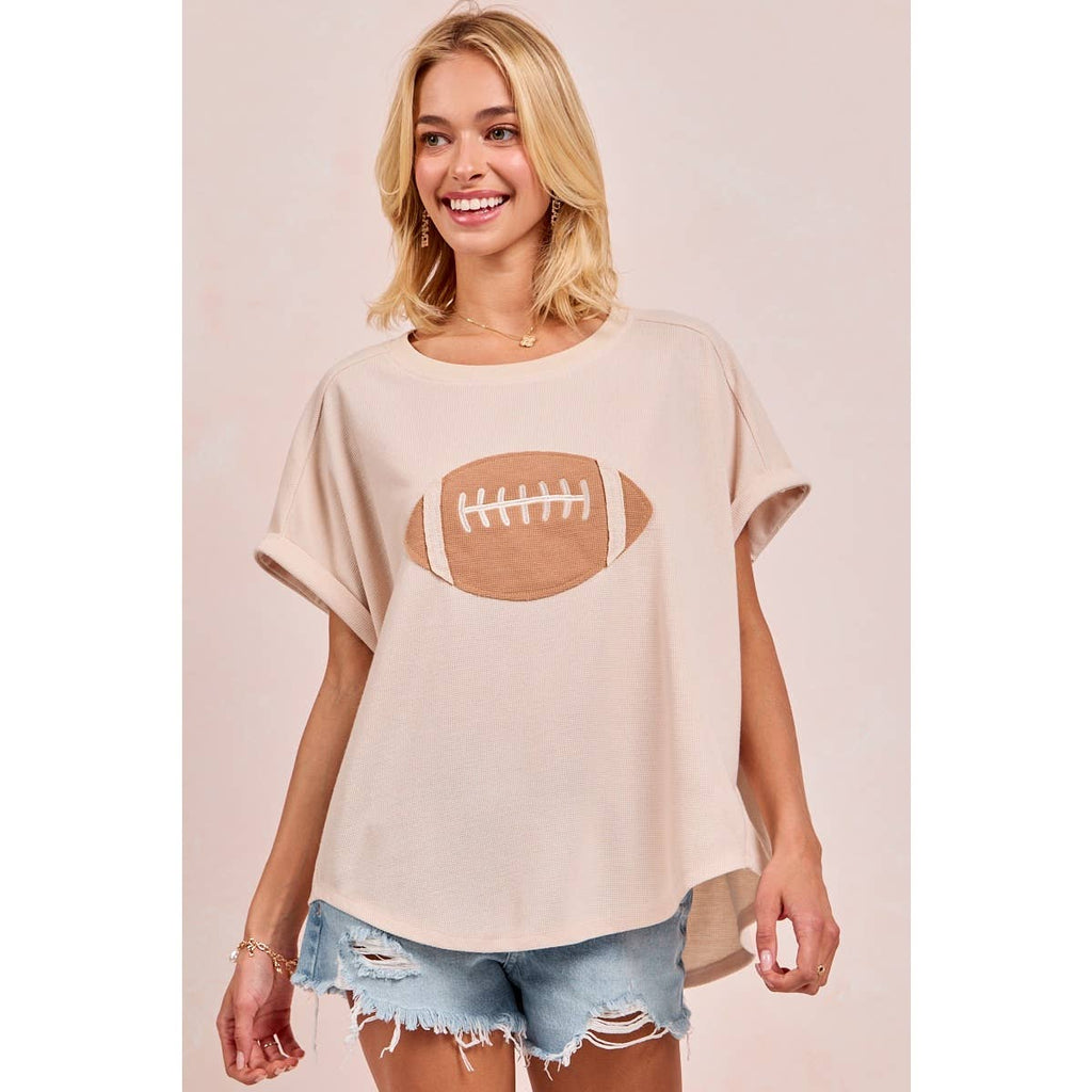 GAMEDAY FOOTBALL PATCHWORK WAFFLE SHORT TOP