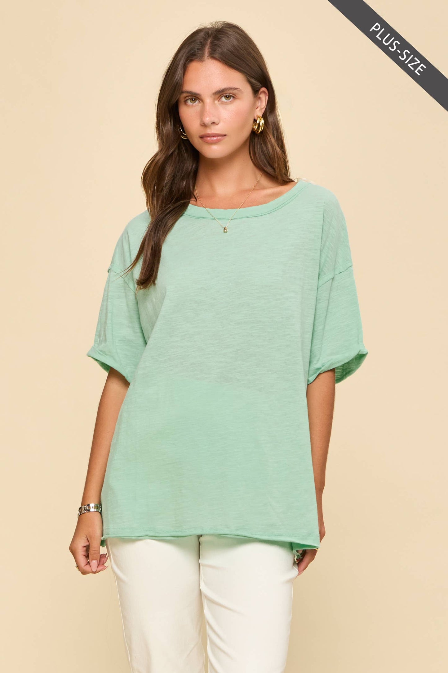 PLUS SIZE Short Sleeve Cotton Top