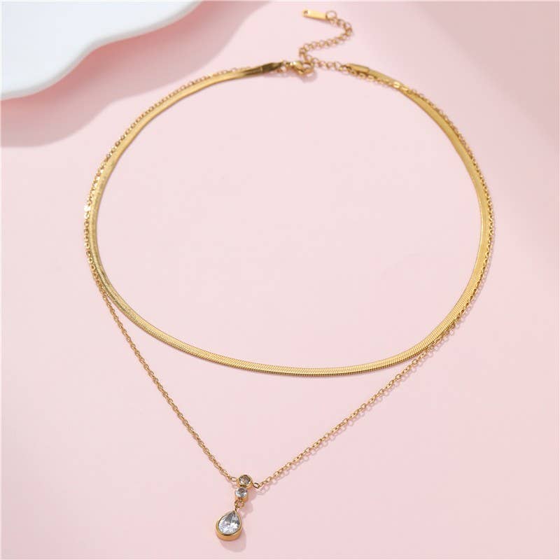 18K STAINLESS STEEL TARNISH FREE LAYERED NECKLACE | 40NK9691