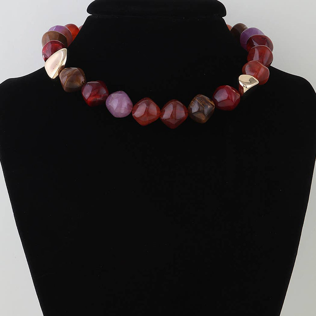 Multi Crystal Stone Beaded Necklace