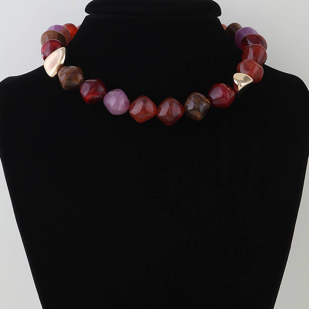 Multi Crystal Stone Beaded Necklace
