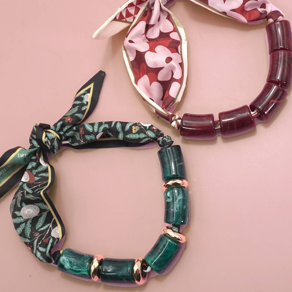 HANDMADE SCARF NECKLACE-CHUNKY MARBLE RESIN | 80N92488
