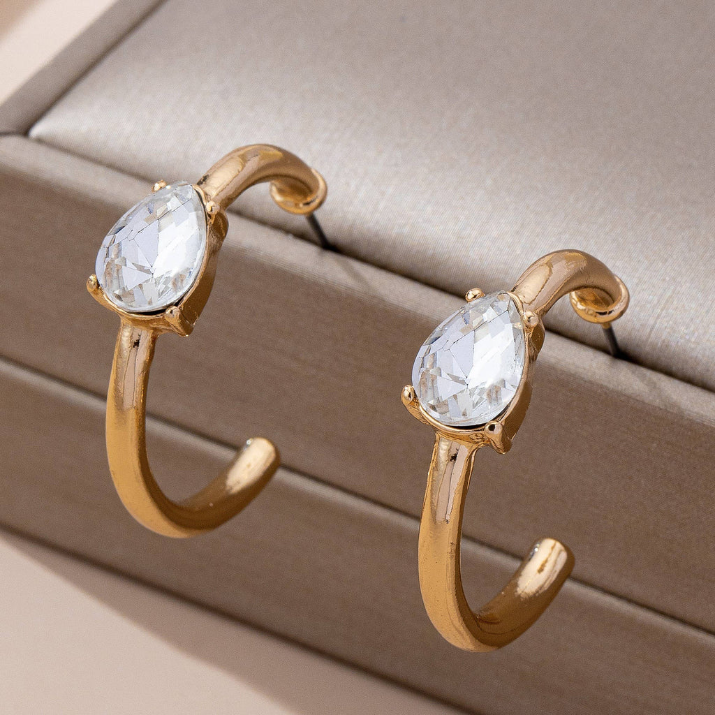Solitaire Crystal Gold Hoop Earrings | 80E61640