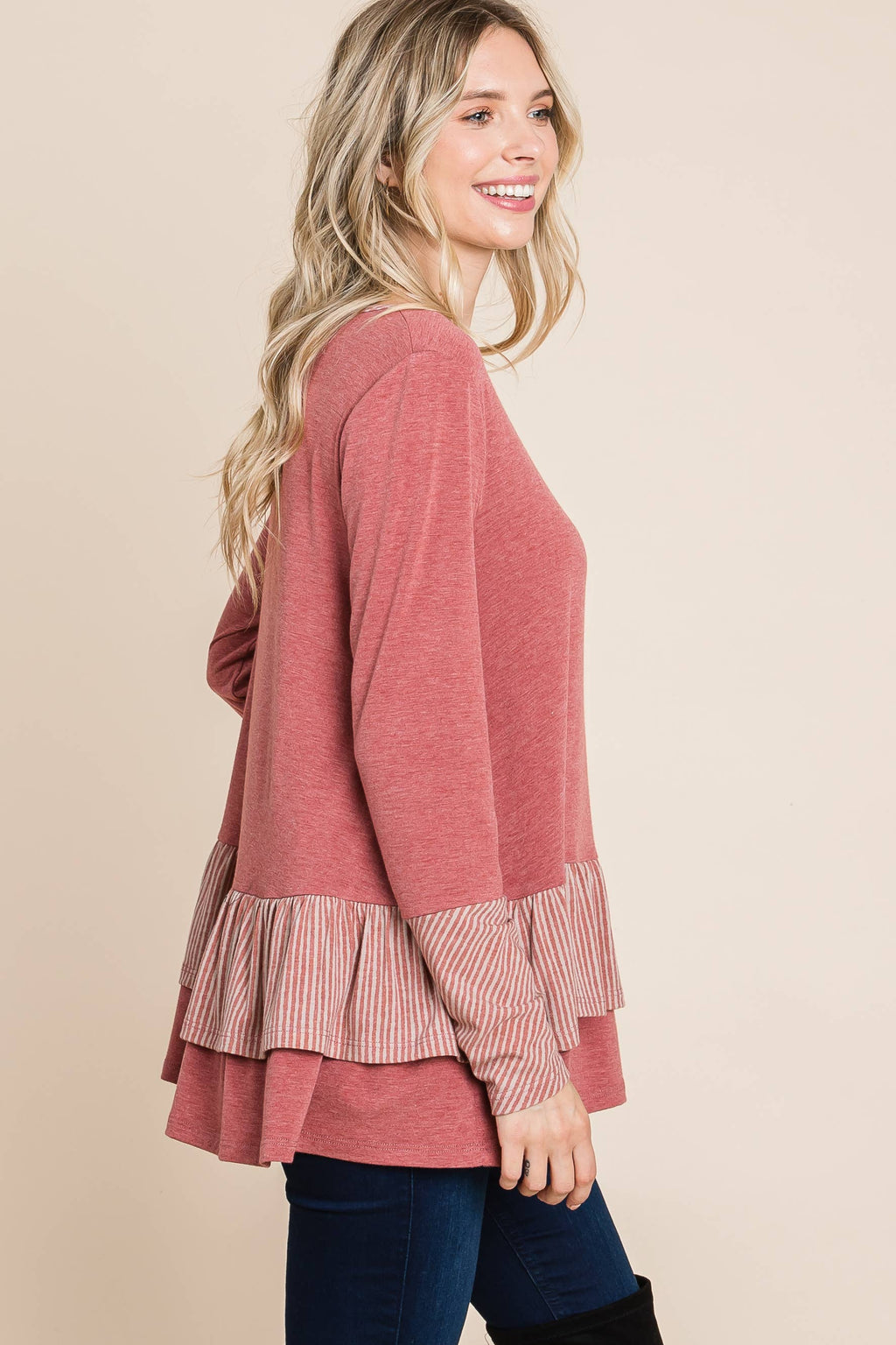 ETK-8635-PL Plus Size Tiered Babydoll Top