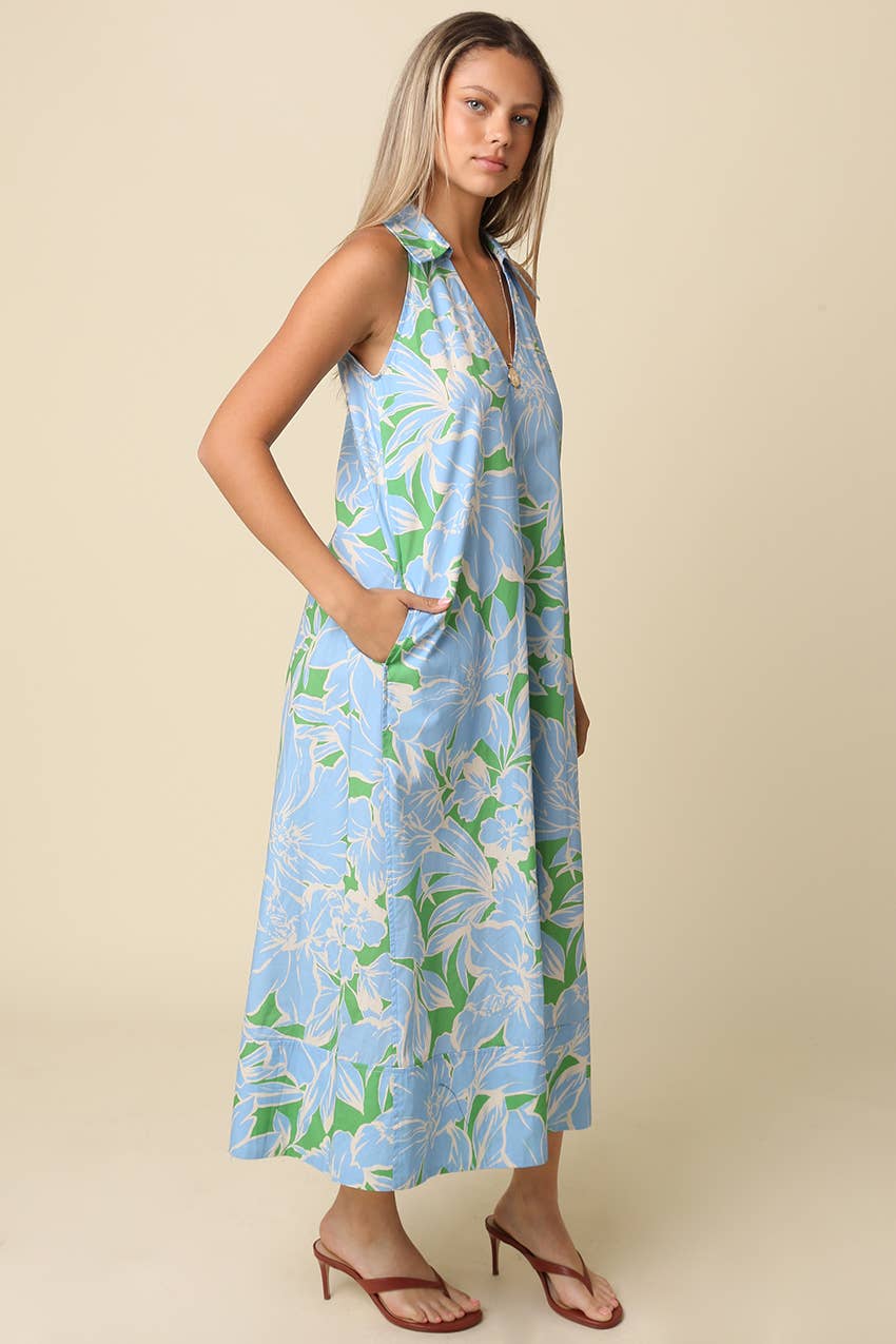 Ember Collar Floral Maxi Dress