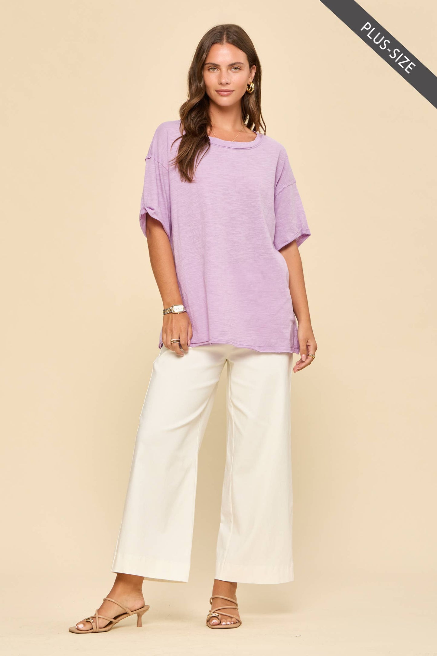 PLUS SIZE Short Sleeve Cotton Top