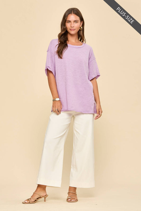 PLUS SIZE Short Sleeve Cotton Top