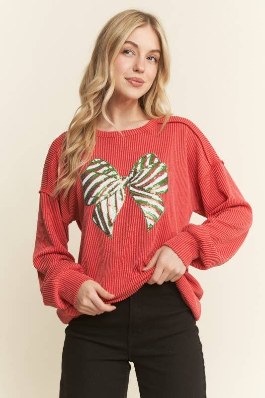 ET7746-19 LONG SLEEVE URBAN RIBBED TOP WITH RIBBON PATCH