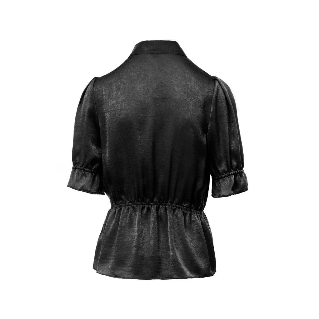 Elbow Sleeve Blouse With Half Placket