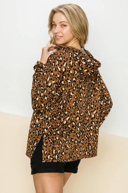ST3063 - FRENCH TERRY LEOPARD PRINTED TOP WITH HOODIE