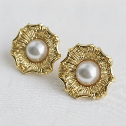 Baroque Floral Pearl Drop Earrings