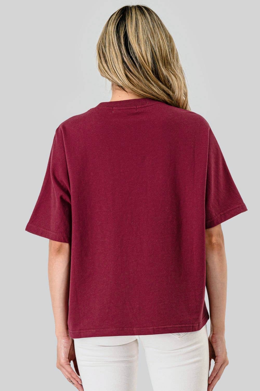 GAMEDAY Embroidered Applique Top Burgundy