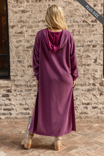 PLUS SIZE Waffle Knit Thermal Duster