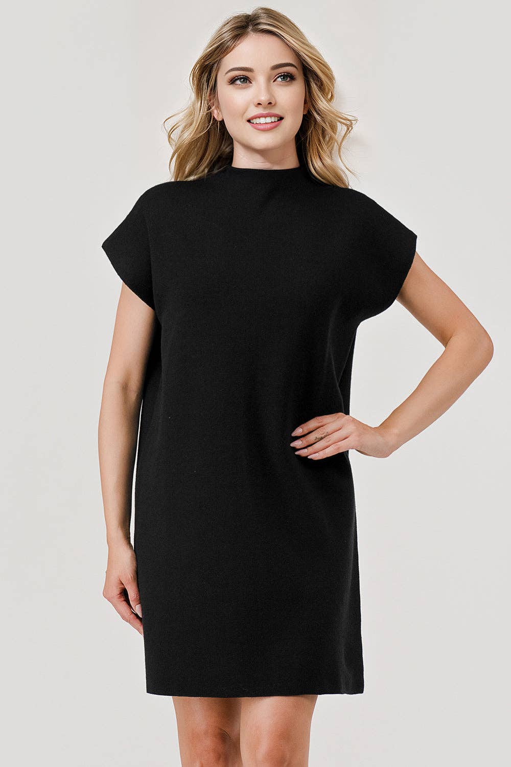Mbd 3076 Mock Neck Sweater Shift Dress Cranberry