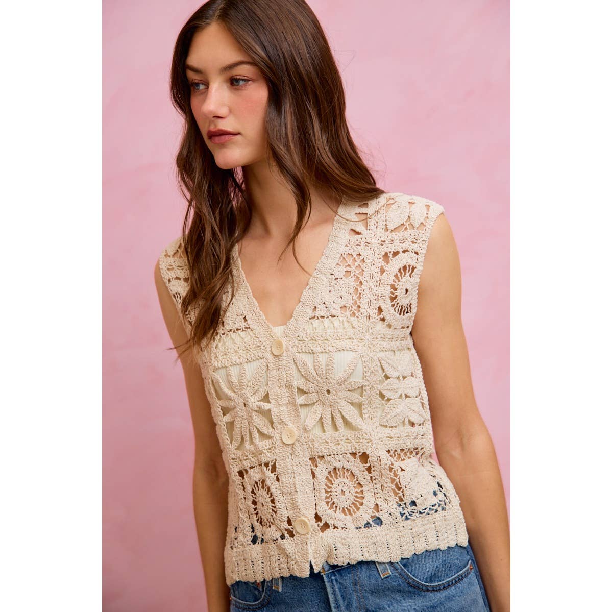 SUMMER CROCHET PATTERNED SLEEVELESS VEST TOP