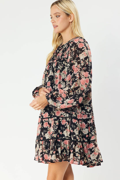 ID4269 - FLORAL PRINT BABYDOLL SILHOUETTE DRESS