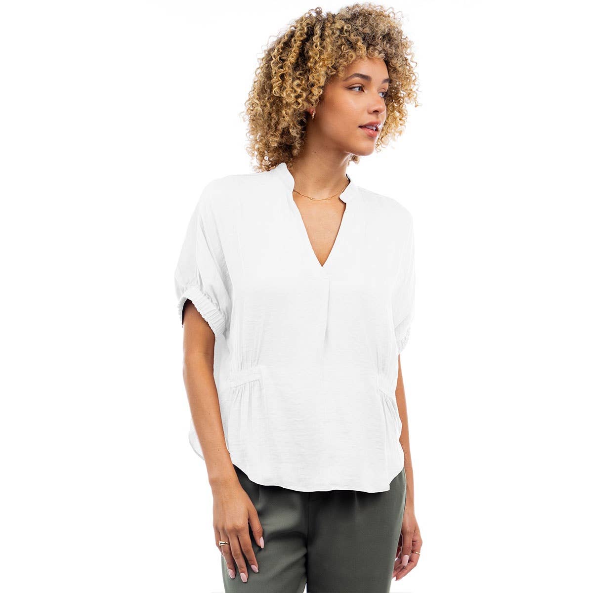 Oversized Boxy Blouse With Elastic Detail
