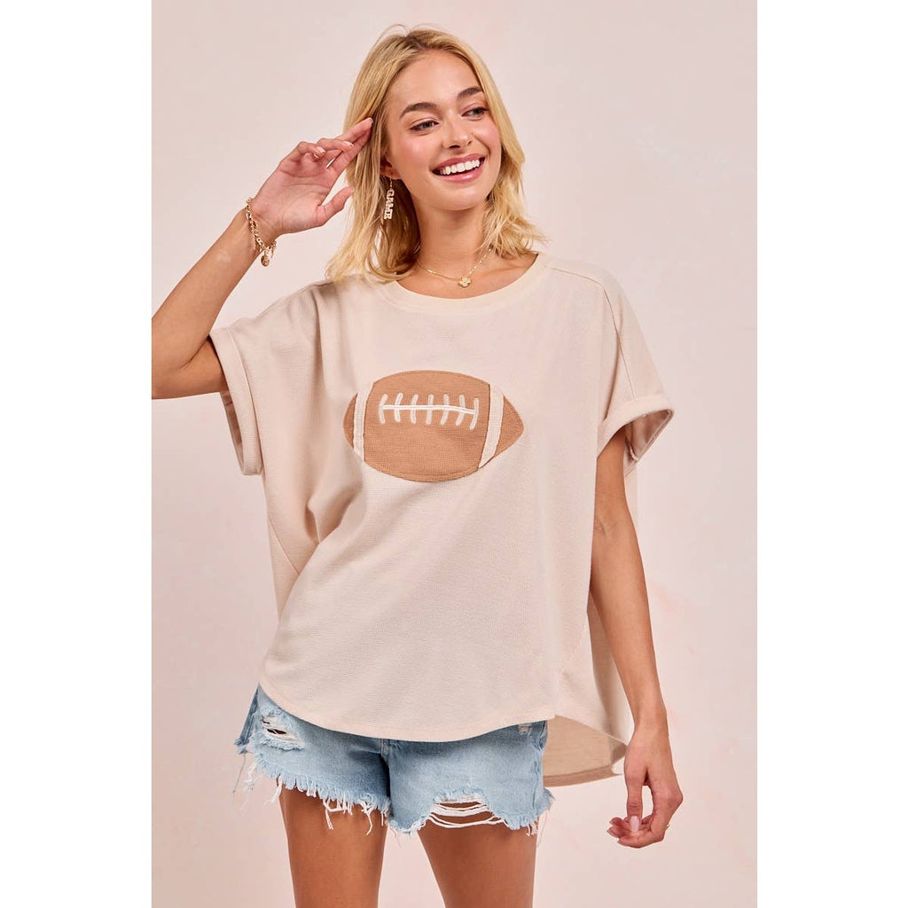 GAMEDAY FOOTBALL PATCHWORK WAFFLE SHORT TOP