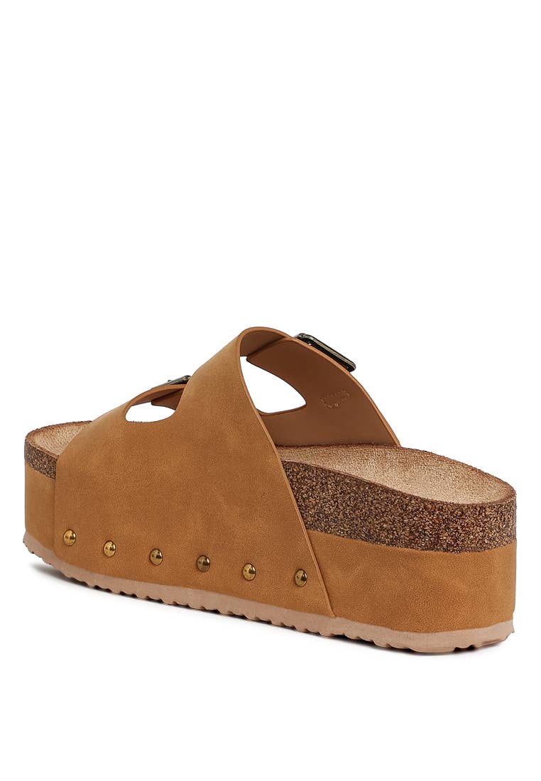Impala Studded Faux Leather Slip Ons: Tan / US-9 / UK-7 / EU-40
