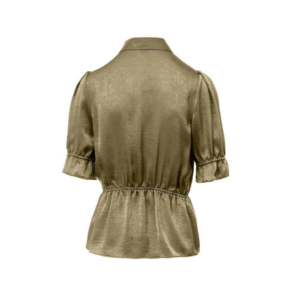 Elbow Sleeve Blouse With Half Placket