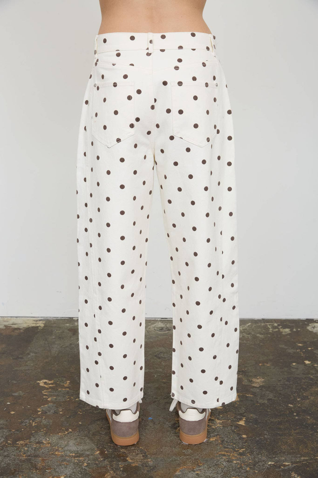 POLKA DOT HIGH WAIST WIDE LEG JEANS