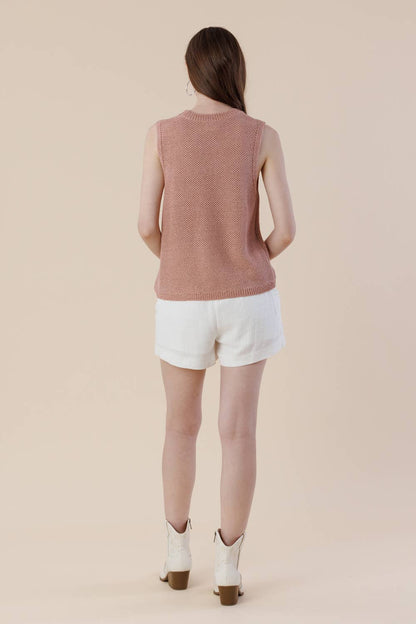 Embroidery Ribbon Knit Sweater Tank – Sleeveless Bow Vest