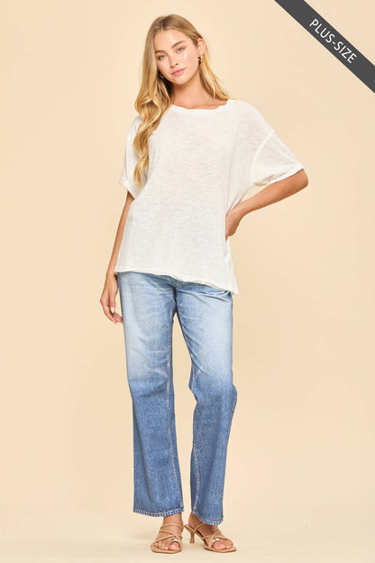 PLUS SIZE Short Sleeve Cotton Top