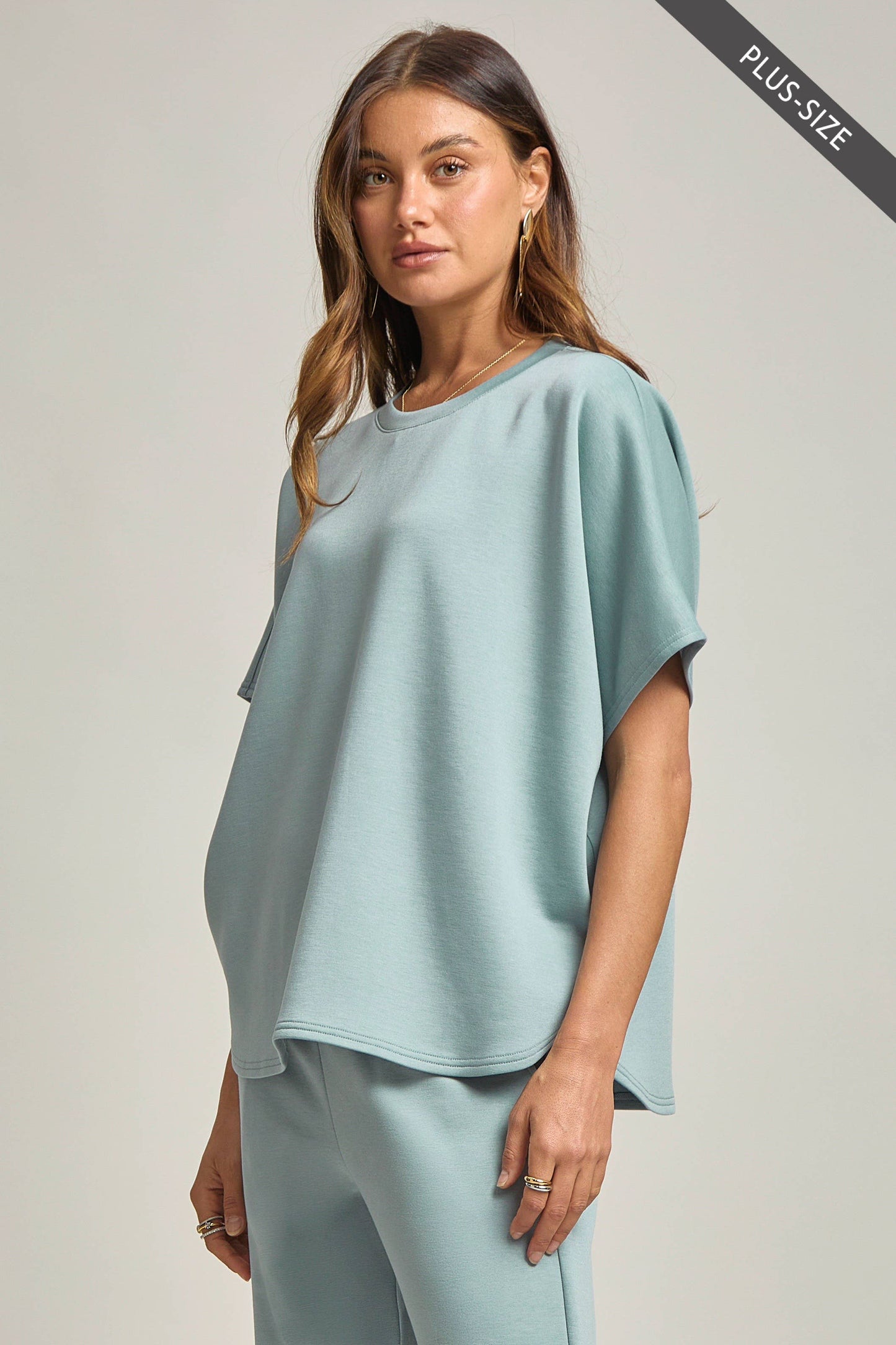 PLUS SIZE Poncho Top + Bell Bottom Modal Set