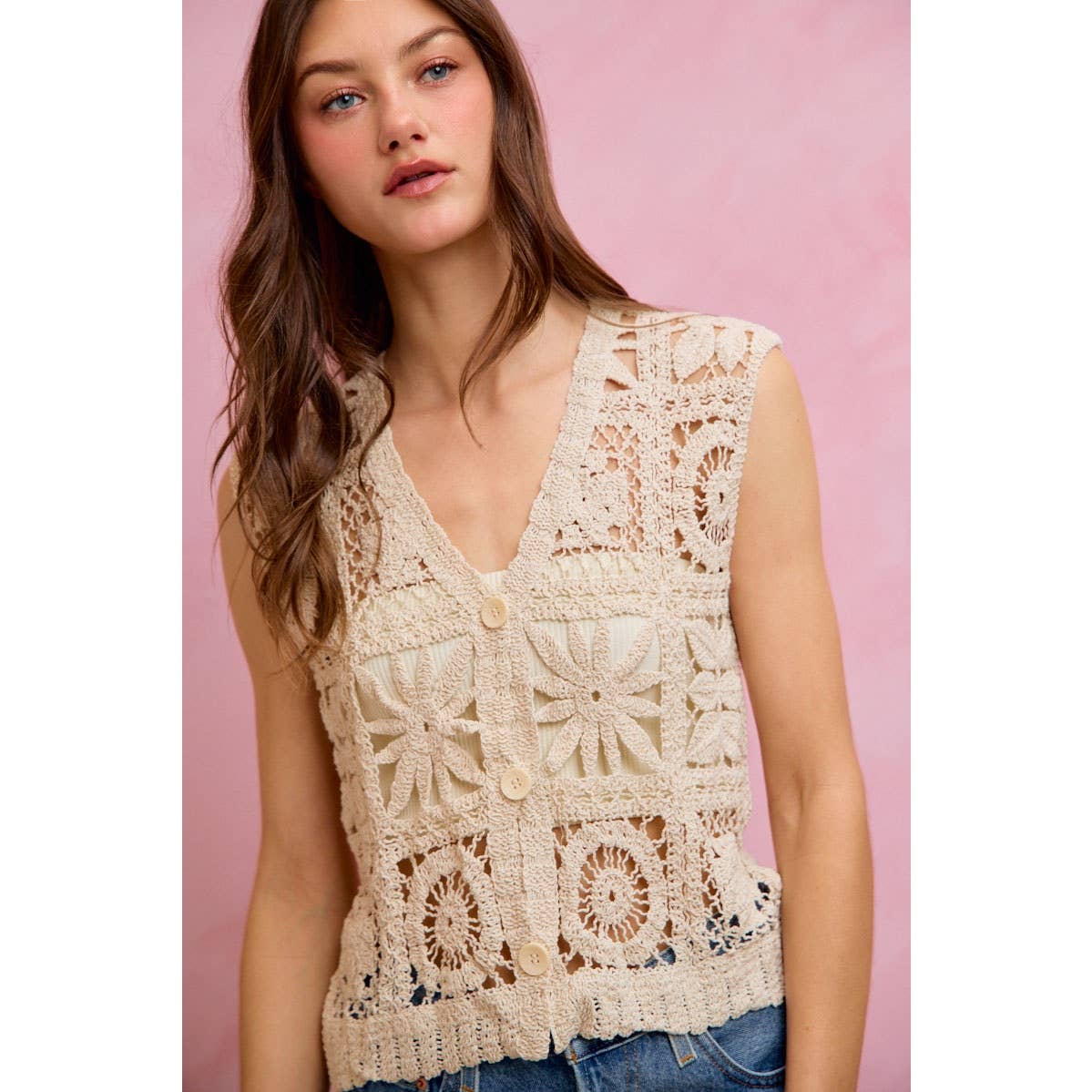 SUMMER CROCHET PATTERNED SLEEVELESS VEST TOP