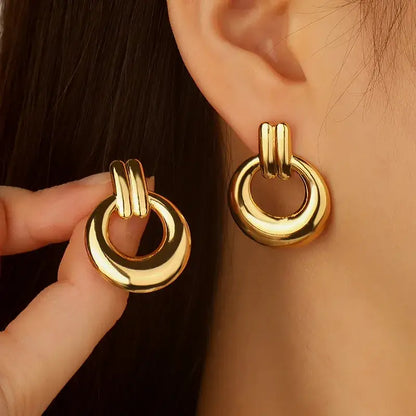 18K Gold Plated Round Hoop Earring Chunky Jewelry