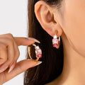 Rosy Gradient Crystal Hoop Earrings | 80E62449
