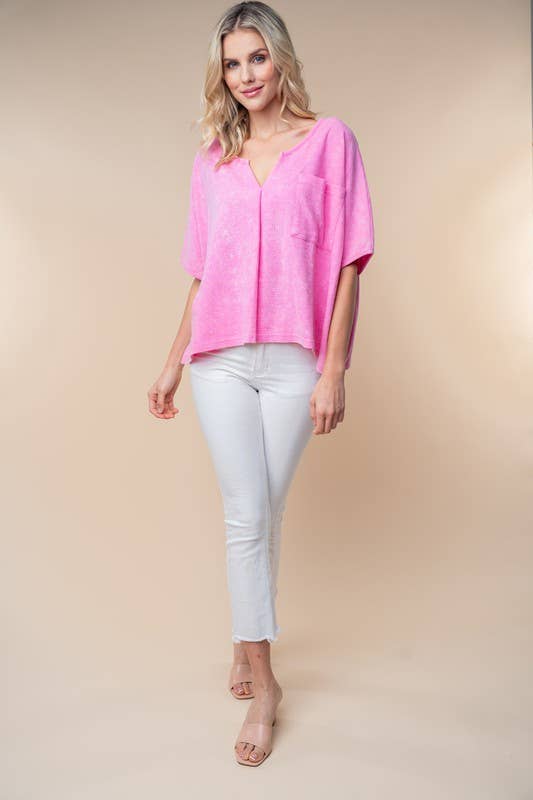 T25199 Half Sleeve Solid Knit Top