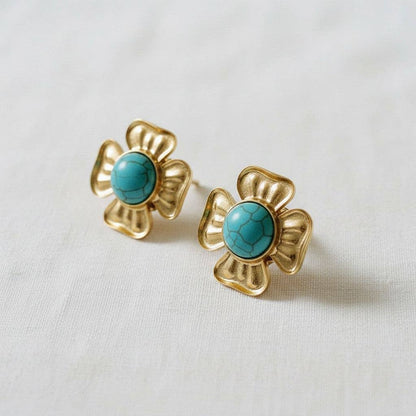 Floral Four-Leaf Drop Earrings with Vintage Charm