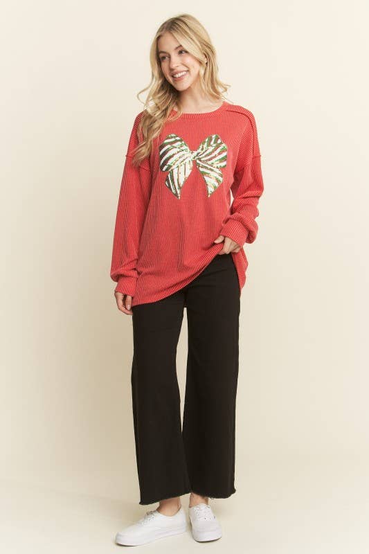 ET7746-19 LONG SLEEVE URBAN RIBBED TOP WITH RIBBON PATCH
