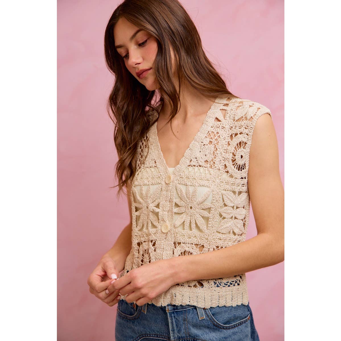 SUMMER CROCHET PATTERNED SLEEVELESS VEST TOP