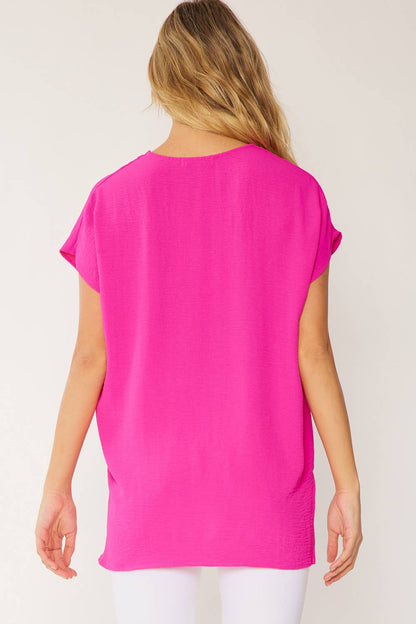 ST3611-PLUS - SOLID V NECK RELAXED FIT SHORT SLEEVE TOP
