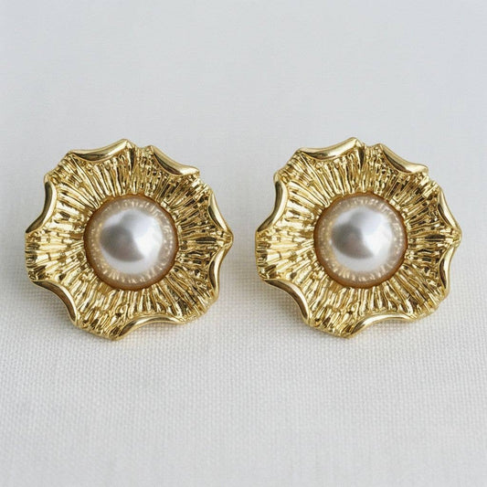 Baroque Floral Pearl Drop Earrings