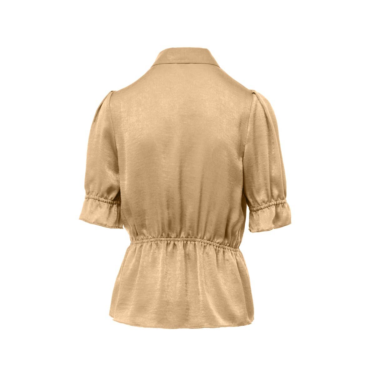 Elbow Sleeve Blouse With Half Placket